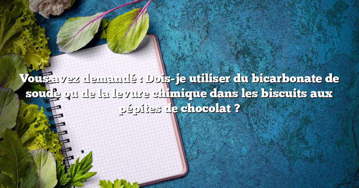 Vous avez demandé : Dois-je utiliser du bicarbonate de soude ou de la levure chimique dans les biscuits aux pépites de chocolat ?